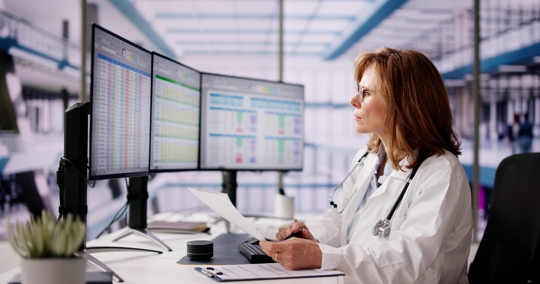 woman doing medical coding