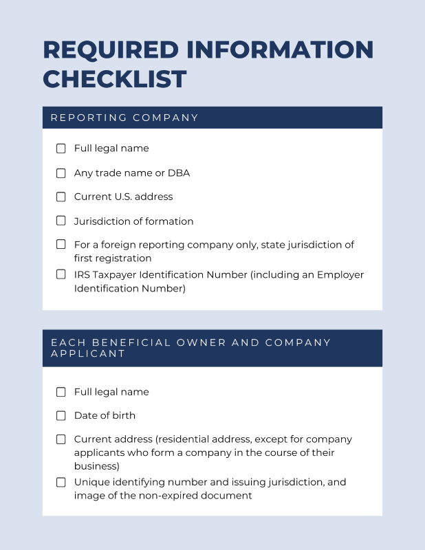 Required Info Checklist Update