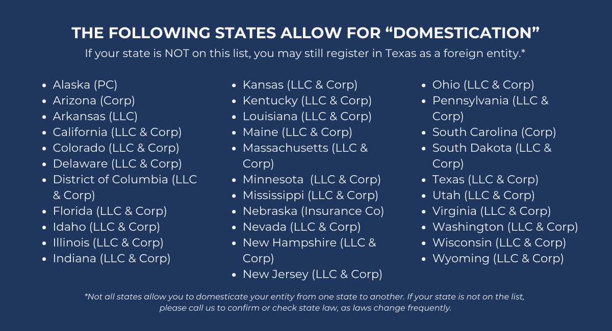 LLC Domestication disclaimer